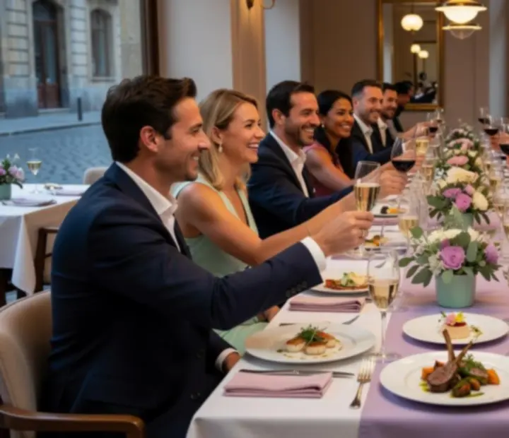 Elegancko nakryte stoły podczas wydarzenia w restauracji